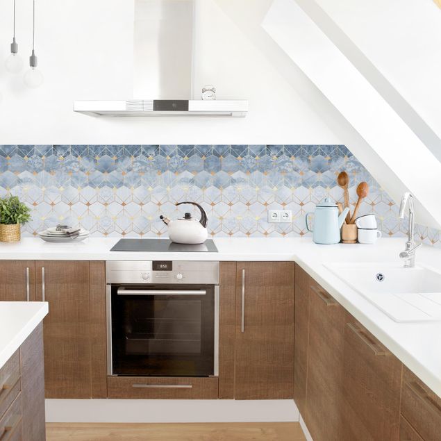 Achterwand voor keuken Blue Geometry Golden Art Deco II