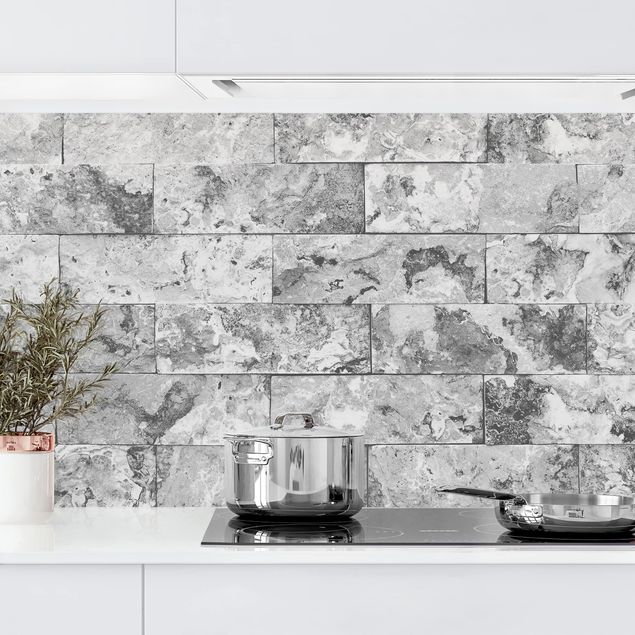 Achterwand voor keuken patroon Stone Wall Natural Marble Grey
