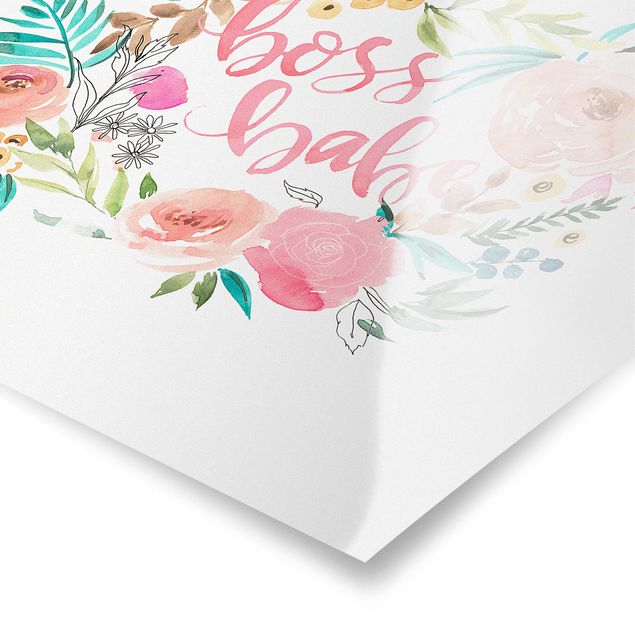 Posters Pink Flowers - Boss Babe
