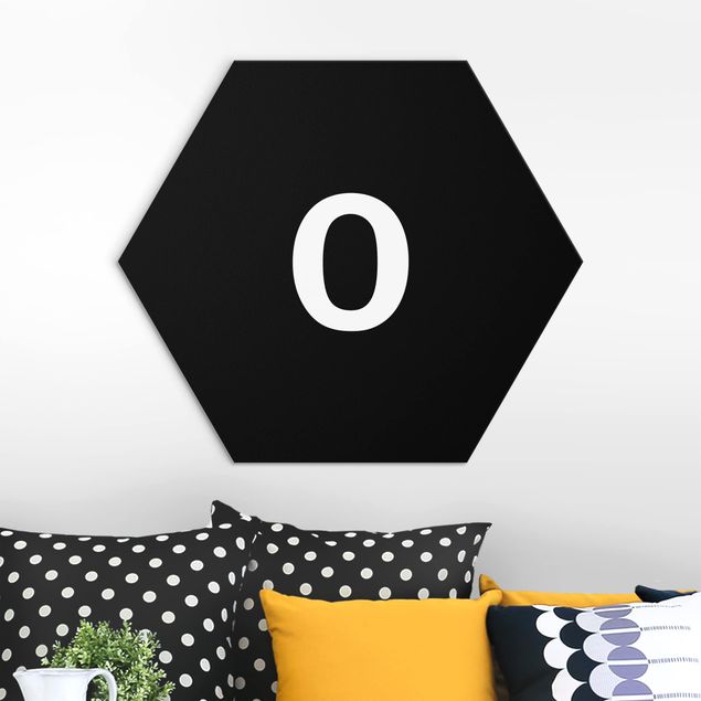 Hexagons Aluminium Dibond schilderijen Letter Black O