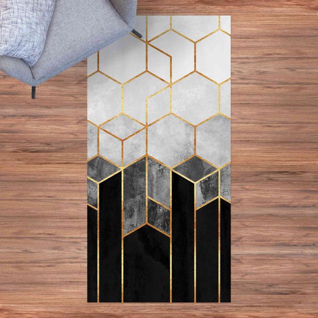 lopers Golden Hexagons Black And White