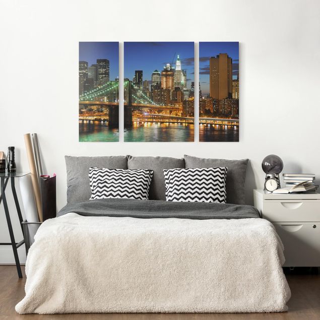Canvas schilderijen - 3-delig Manhattan Panorama