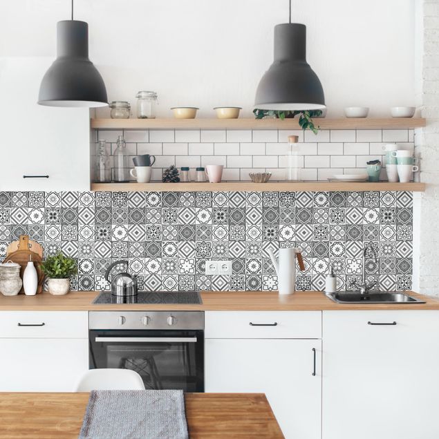 Achterwand in keuken Mediterranean Tile Pattern Grayscale