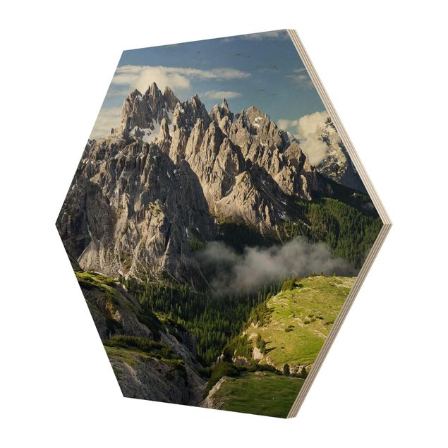 Hexagons houten schilderijen Italian Alps