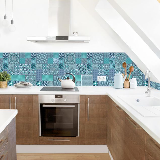 Achterkant keuken Moroccan Mosaic Tiles Turquoise Blue