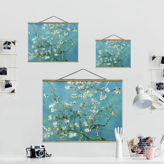 Stoffen schilderij met posterlijst Vincent Van Gogh - Almond Blossoms