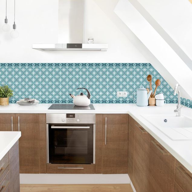 Achterwand voor keuken Geometrical Tile Mix Hearts Turquoise