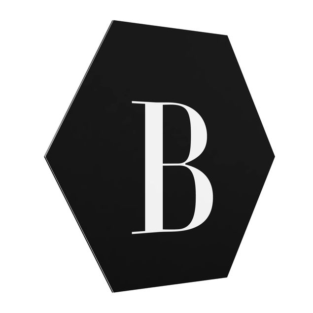 Hexagons Aluminium Dibond schilderijen Letter Serif Black B