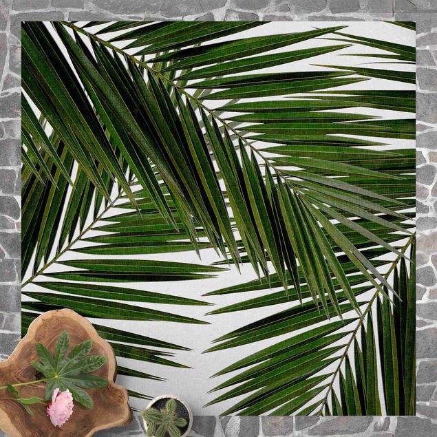 Vloerkleed modern View Through Green Palm Leaves