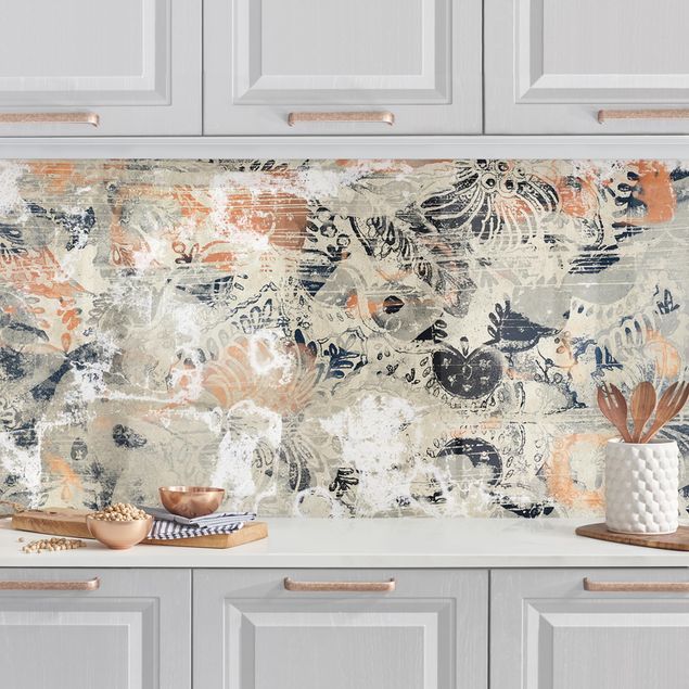Achterwand voor keuken patroon Teracotta Collage II