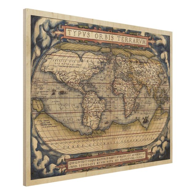 Houten schilderijen Historic World Map Typus Orbis Terrarum