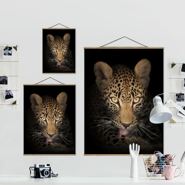 Stoffen schilderij met posterlijst Resting Leopard