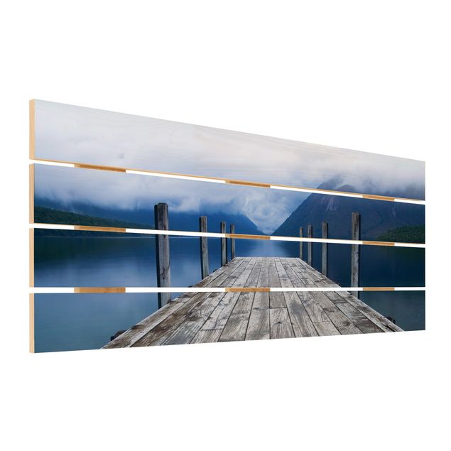 Houten schilderijen op plank Nelson Lakes National Park New Zealand