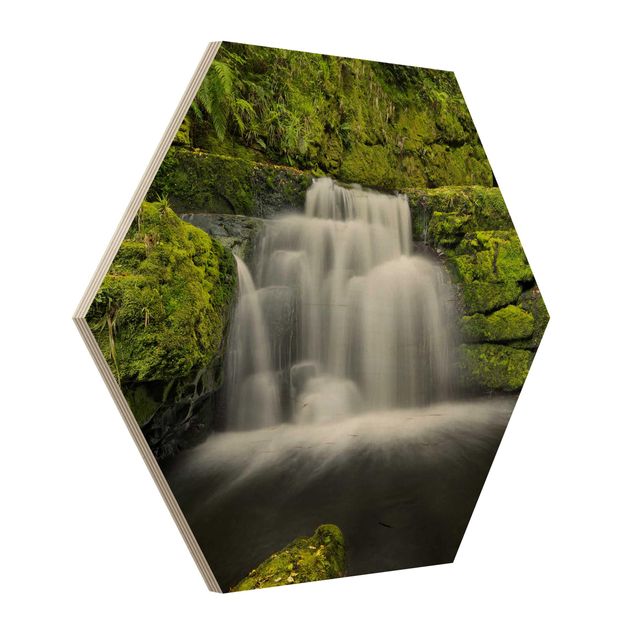 Hexagons houten schilderijen Lower Mclean Falls In New Zealand