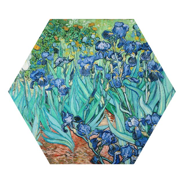 Hexagons Aluminium Dibond schilderijen Vincent Van Gogh - Iris