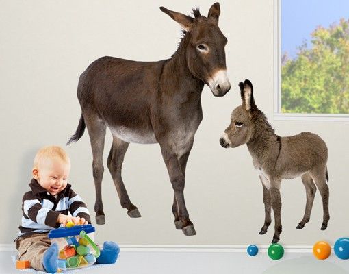 Muurstickers paard No.721 The Donkey Family