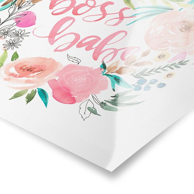 Posters Pink Flowers - Boss Babe