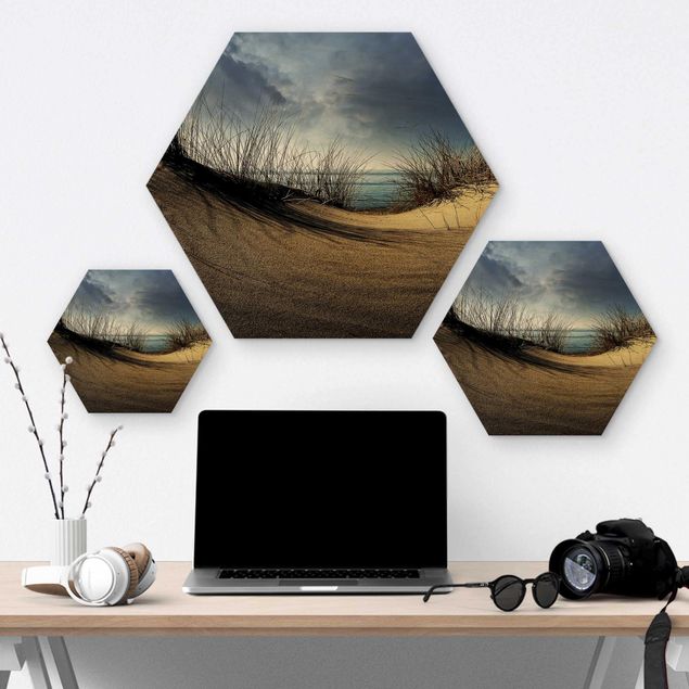 Hexagons houten schilderijen Sand Dune