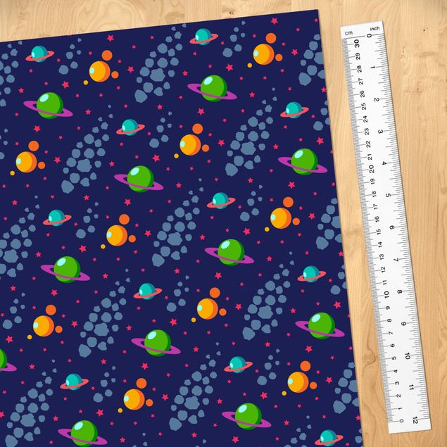 Plakfolien Space Children Pattern With Planets And Stars