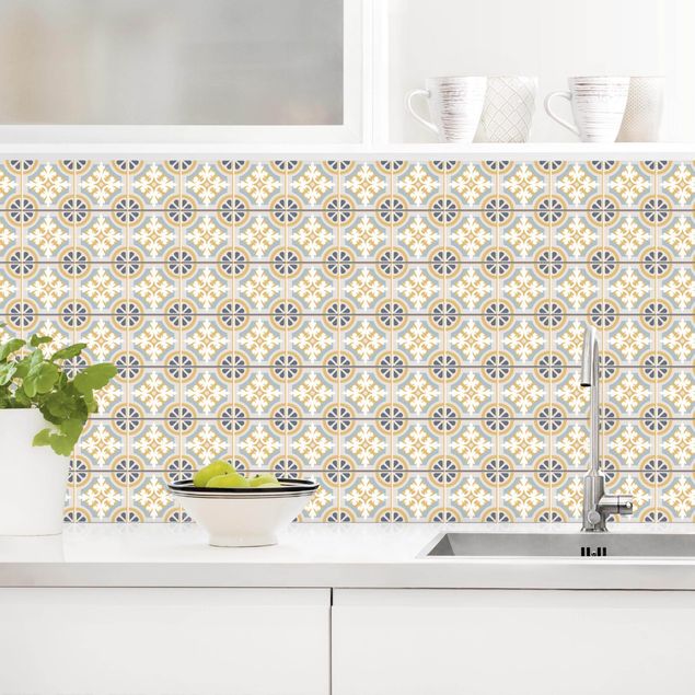 Achterwand voor keuken patroon Morrocan Tiles In Blue And Ochre