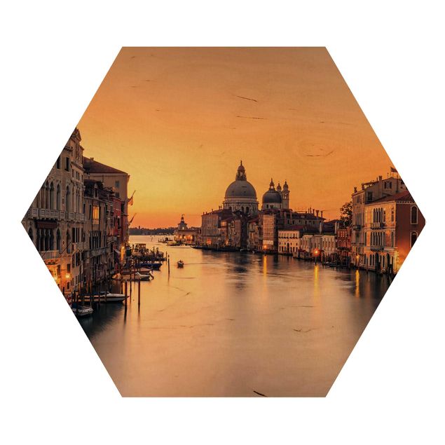 Hexagons houten schilderijen Golden Venice