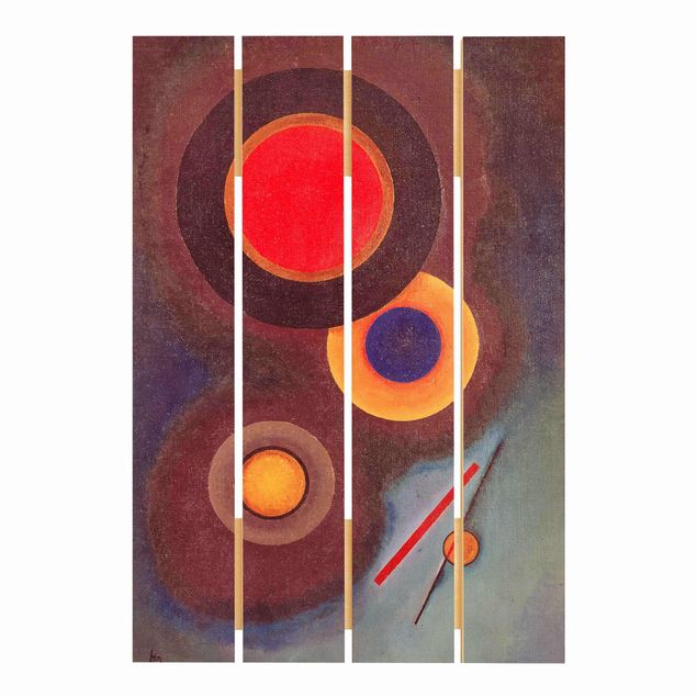 Houten schilderijen op plank Wassily Kandinsky - Circles And Lines