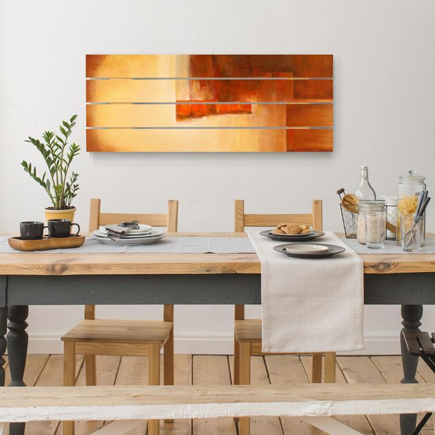 Houten schilderijen op plank Balance Orange Brown