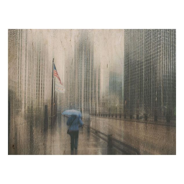 Houten schilderijen Rainy Chicago