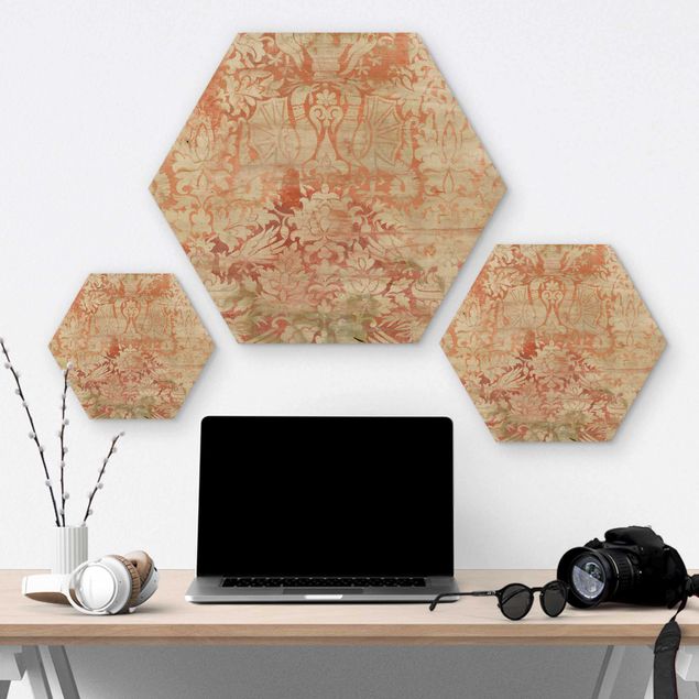 Hexagons houten schilderijen Ornament Tissue II