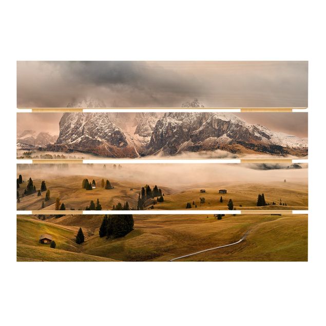 Houten schilderijen op plank Myths of the Dolomites