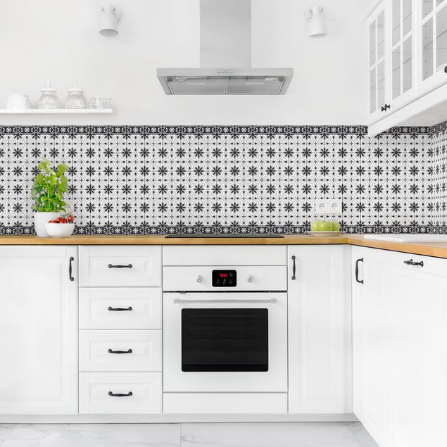 Achterwand voor keuken patroon Geometrical Tile Mix Cross Black