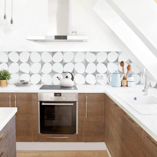 Achterwand voor keuken abstract Oval Tiles - Grey