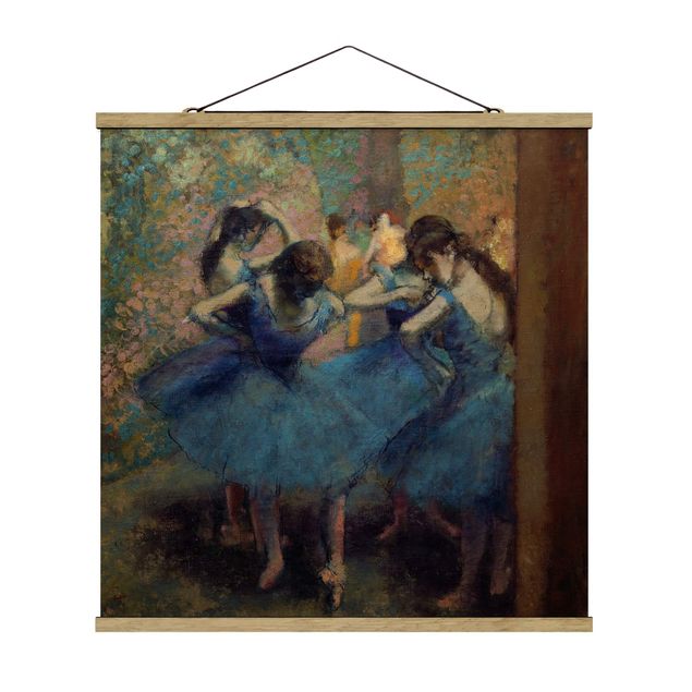 Stoffen schilderij met posterlijst Edgar Degas - Blue Dancers