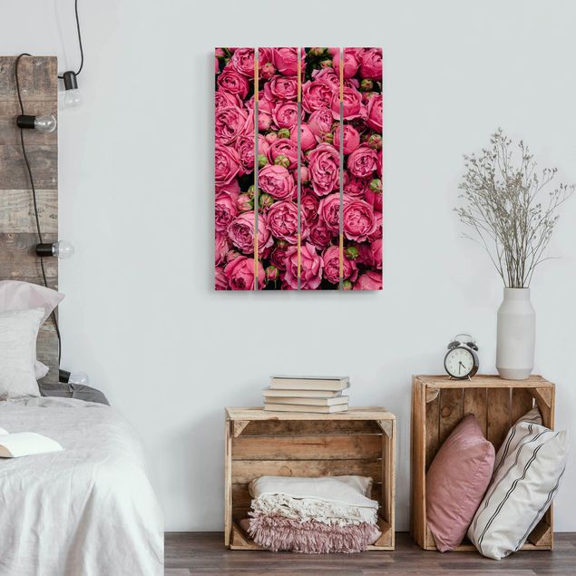 Houten schilderijen op plank Pink Peonies
