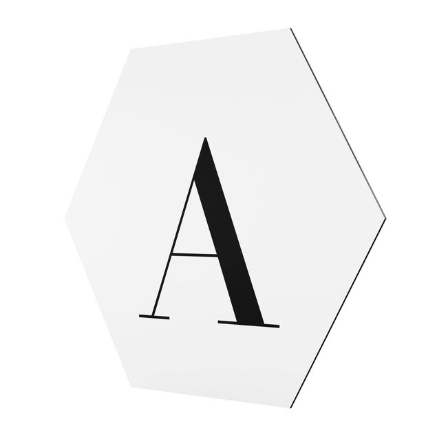 Hexagons Aluminium Dibond schilderijen Letter Serif White A