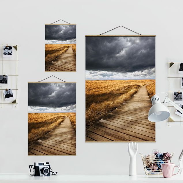 Stoffen schilderij met posterlijst Path Between Dunes