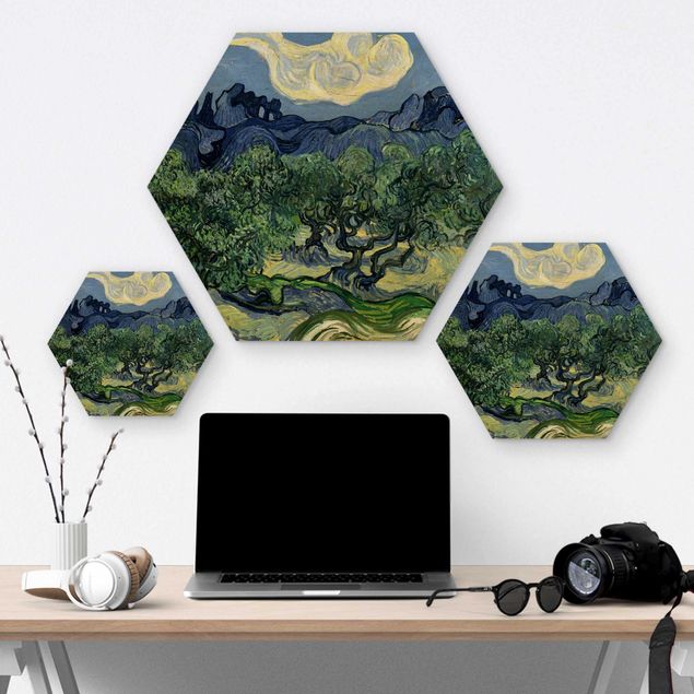 Hexagons houten schilderijen Vincent Van Gogh - Olive Trees