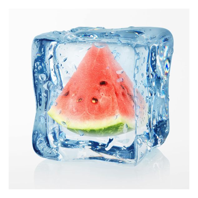 Spatscherm keuken Melon in ice cube
