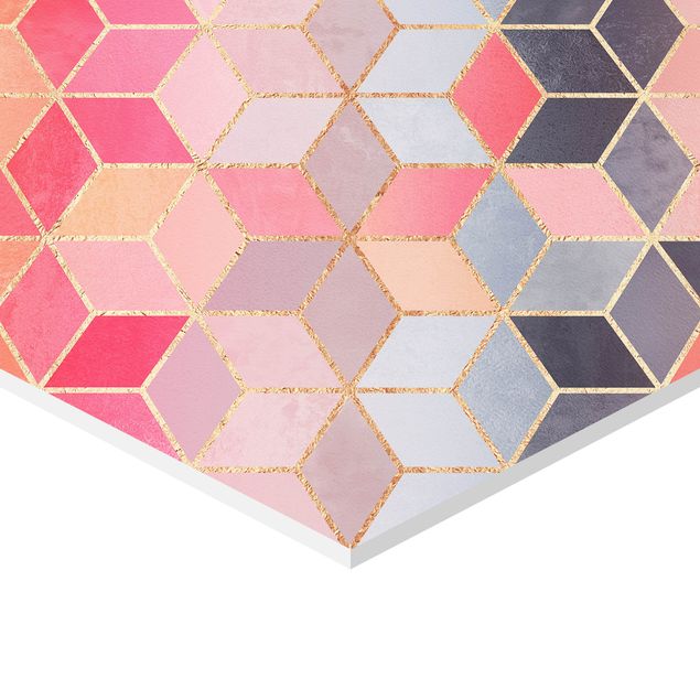 Hexagons Forex schilderijen - 2-delig Make It Happen Geometry Set Pink