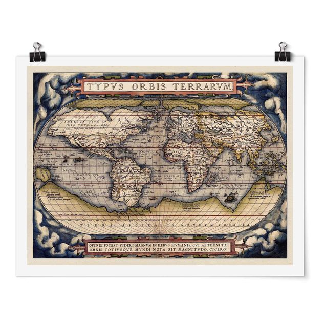 Posters Historic World Map Typus Orbis Terrarum