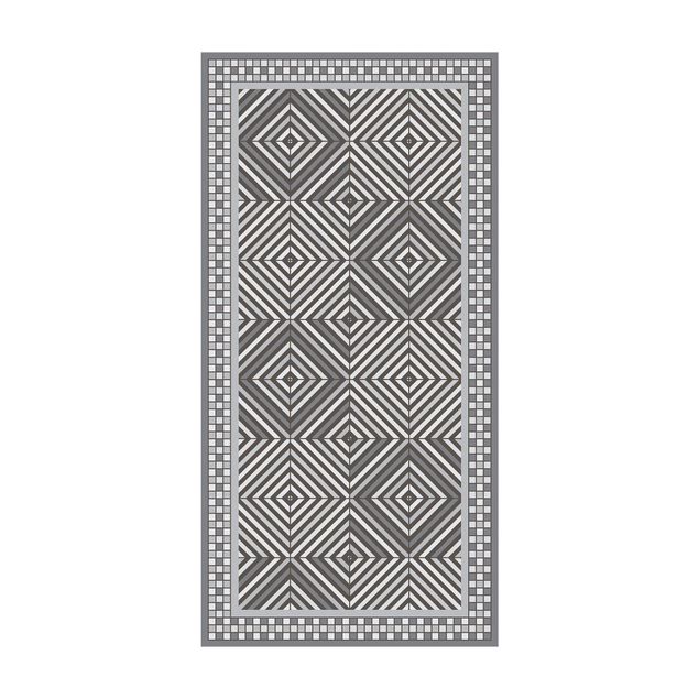 Vloerkleden grijs Geometrical Tiles Vortex Grey With Narrow Mosaic Frame