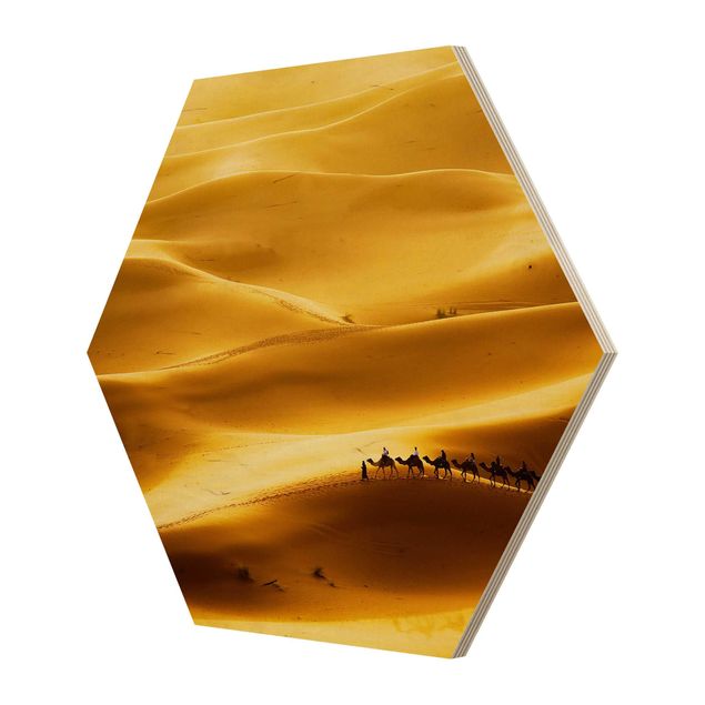 Hexagons houten schilderijen Golden Dunes