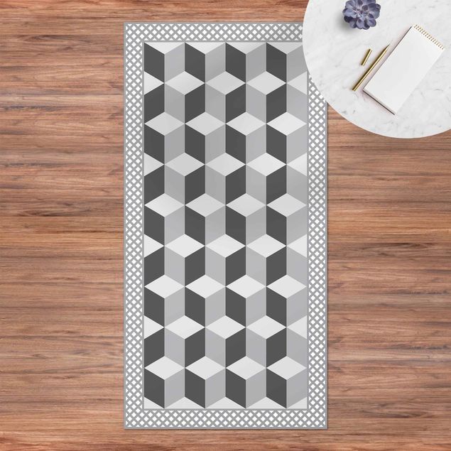 lopers Geometrical Tiles Illusion Of Stairs In Grey With Border