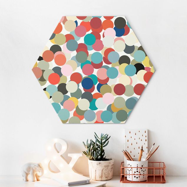 Hexagons Aluminium Dibond schilderijen Confetti