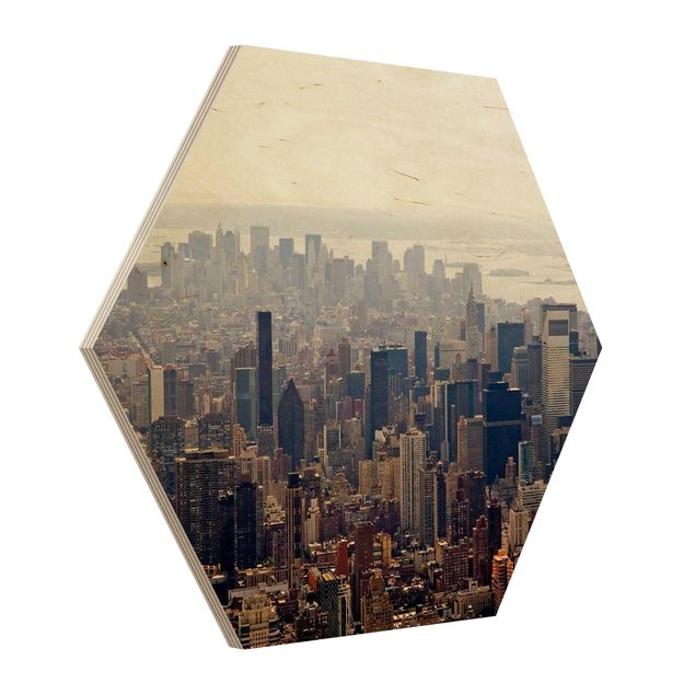 Hexagons houten schilderijen Morning In New York