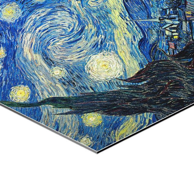 Hexagons Aluminium Dibond schilderijen Vincent Van Gogh - The Starry Night