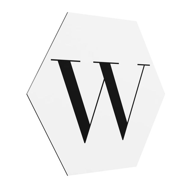 Hexagons Aluminium Dibond schilderijen Letter Serif White W