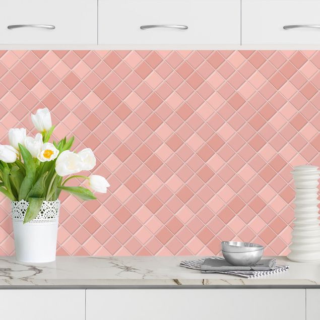 Achterwand voor keuken tegelmotief Mosaic Tiles - Antique Pink
