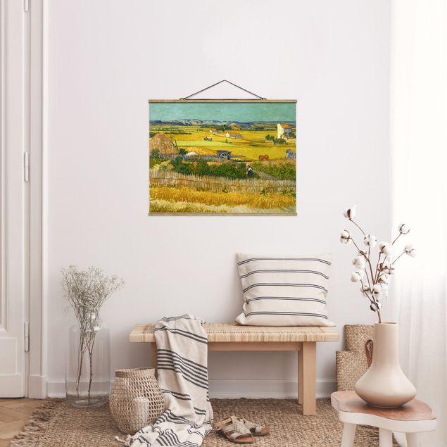 Stoffen schilderij met posterlijst Vincent Van Gogh - The Harvest