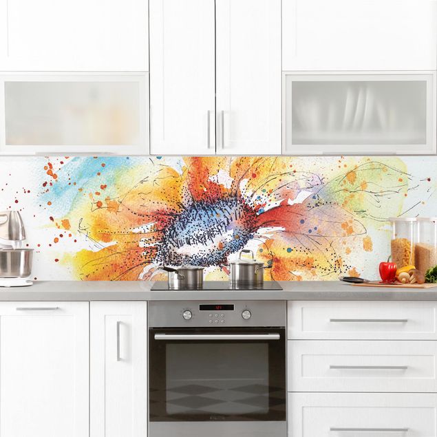 Achterwand voor keuken abstract Painted Sunflower